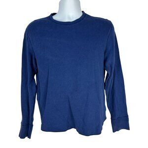 Gap Mens Blue Waffle Knit Long Sleeve Athletic Fit Shirt Size Medium Cotton